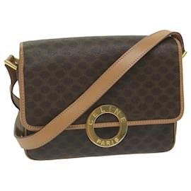 Céline-CELINE Macadam Canvas Shoulder Bag PVC Leather Brown Auth ar11188b-Brown