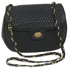 Bally-BALLY Quilted Chain Shoulder Bag Leather Black Auth am5550-Black