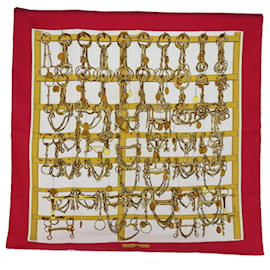 Hermès-HERMES CARRE 90 MORS&FILETS Scarf Silk Red Auth 62409-Red