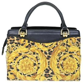 Gianni Versace-Gianni Versace Bolsa de mão PVC Couro Amarelo Auth am5616-Amarelo