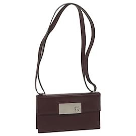 Salvatore Ferragamo-Salvatore Ferragamo Gancini Schultertasche Leder Bordeaux Auth 63551-Andere