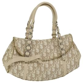 Christian Dior-Christian Dior Trotter Romantic Hand Bag PVC Leather Beige Auth 63944-Beige
