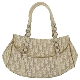 Christian Dior-Christian Dior Trotter Bolso de mano romántico PVC Cuero Beige Auth 63944-Beige