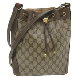 Gucci-GUCCI Web Sherry Line GG Supreme Umhängetasche Beige Rot 164 02 034 Auth 63948-Rot,Beige