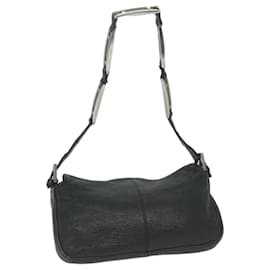 Fendi-FENDI Chain Shoulder Bag Leather Black Auth bs11311-Black