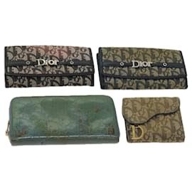 Christian Dior-Christian Dior Trotter Canvas Wallet 4Set Navy Green Auth ar11250-Green,Navy blue