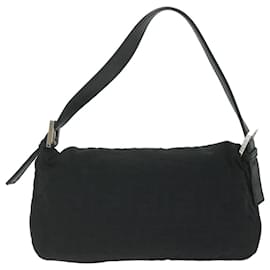 Fendi-FENDI Zucca Canvas Mamma Baguette Shoulder Bag Black Auth ep2859-Black