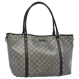 Gucci-GUCCI GG Crystal Tote Bag Silver 197953 auth 62762-Silvery