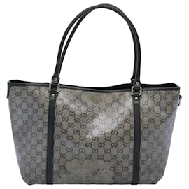 Gucci-GUCCI GG Crystal Tote Bag Silver 197953 auth 62762-Silvery