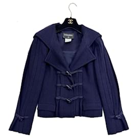 Chanel-CC Closures Navy Duffle Jacket-Navy blue