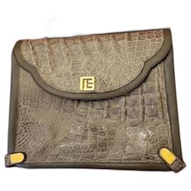 Pierre Balmain Crocodile Leather Handbag Grey Grey