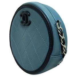 Chanel-Sac à bandoulière à chaîne ronde CC en cuir d'agneau Chanel bleu-Bleu