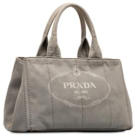 Prada-Gray Prada Canapa Logo Tote-Other