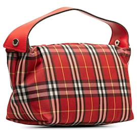 Burberry-Rote Baguette-Tasche im Burberry House Check-Stil-Rot