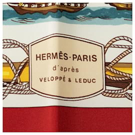 Hermès-Rouge Hermes Navires d'Europe Silk Scarf Foulards-Rouge