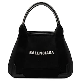 Balenciaga-Schwarze Cabas XS-Umhängetasche aus Balenciaga-Canvas in Marineblau-Schwarz