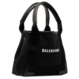 Balenciaga-Black Balenciaga Canvas Navy Cabas XS Satchel-Black