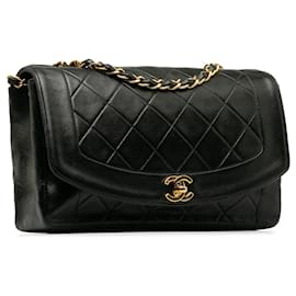 Chanel-Bolsa Chanel média em pele de cordeiro Diana preta-Preto