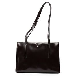 PRADA Totes cuir verni Réédition marron 1995 Marron