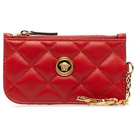 Red Versace Medusa Leather Card Holder Red