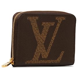 Louis Vuitton-Pochette à monnaie Zippy inversée géante monogramme Louis Vuitton marron-Marron