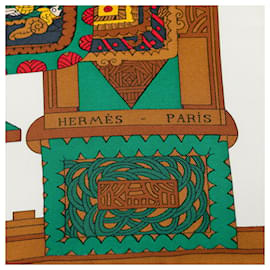 Hermès-Brown Hermes Astres et Soleils Silk Scarf Scarves-Brown