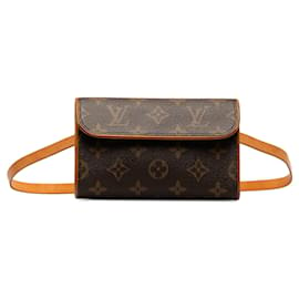 Louis Vuitton-Borsa a tracolla fiorentina con pochette monogramma Louis Vuitton marrone-Marrone