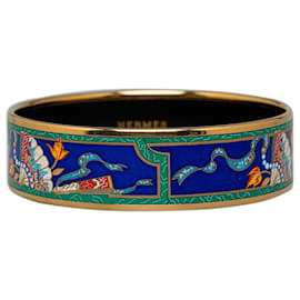 Hermès-Bracelet de costume en émail large Hermes bleu-Bleu