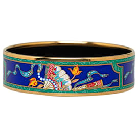 Hermès-Bracelet de costume en émail large Hermes bleu-Bleu