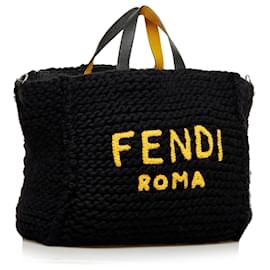 Fendi-Bolso satchel de lana negro Fendi-Negro