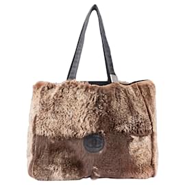 Chanel-Chanel Rabbit Fur Mini Shopper Bag-Brown