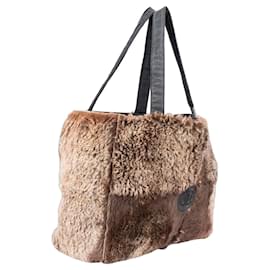 Chanel-Chanel Rabbit Fur Mini Shopper Bag-Brown