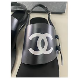 Chanel-sandali infradito chanel-Noir,Blanc