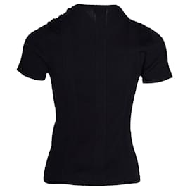 Chanel-Chanel Rib-Knit Fitted Top in Black Cotton-Black