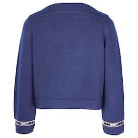 Chanel-Chanel Chain Trim Boat Neck Sweater in Navy Blue Cashmere-Blue,Navy blue