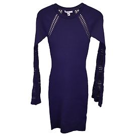 Zac Posen Robe pull à manches longues Jill en viscose bleu marine Bleu