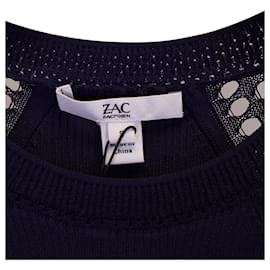 Zac Posen-Zac Posen Jill Long Sleeve Sweater Dress in Navy Blue Viscose-Blue