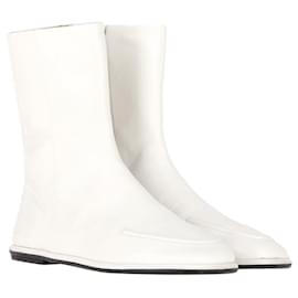 The row-The Row Canal Ankle Boots in White Leather-White