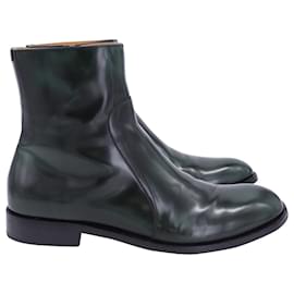 Maison Martin Margiela-Maison Margiela Zip Ankle Boots in Green Leather-Green