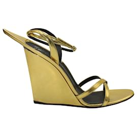 Giuseppe Zanotti-Giuseppe Zanotti Pris 105 Wedge Sandals in Gold Leather-Golden,Metallic