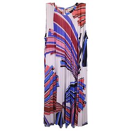 Emilio Pucci Printed Pleated Sleeveless Dress in Multicolor Polyester Viscose Other Python print