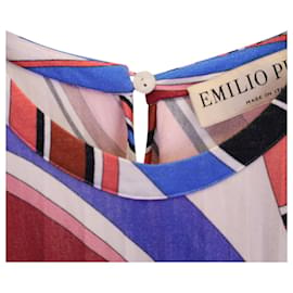 Emilio Pucci-Abito smanicato plissettato stampato Emilio Pucci in viscosa poliestere multicolor-Multicolore