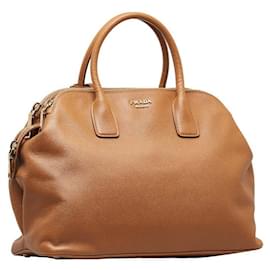 Prada-Prada Saffiano Cuir Triple Zip Dome Tote Bag Leather Handbag in Excellent condition-Other