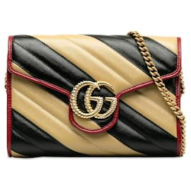 Gucci-Gucci Bicolor Torchon GG Marmont Chain Wallet Leather Crossbody Bag 573807 in Excellent condition-Other