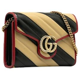 Gucci-Gucci Bicolor Torchon GG Marmont Chain Wallet Leather Crossbody Bag 573807 in Excellent condition-Other