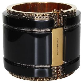 Bracelet laqué noir et doré Alexander McQueen Noir