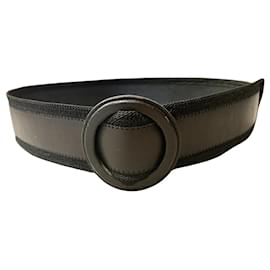 Christian Dior-CHRISTIAN DIOR leather belt and buckle-Black