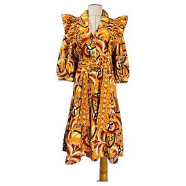 Autre Marque Robe midi Farm Rio Yellow Palms Party en coton Multicolore
