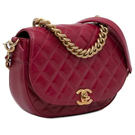 Chanel-Chanel Red CC Quilted Lambskin Chain Flap-Red