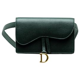 Dior-Dior Green Leather Saddle Belt Bag-Green,Dark green